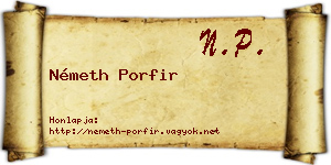 Németh Porfir névjegykártya